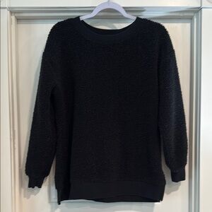 LOFT Black Fuzzy Sherpa Sweatshirt